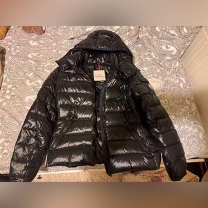 Moncler Black Puffer Jacket with Logo